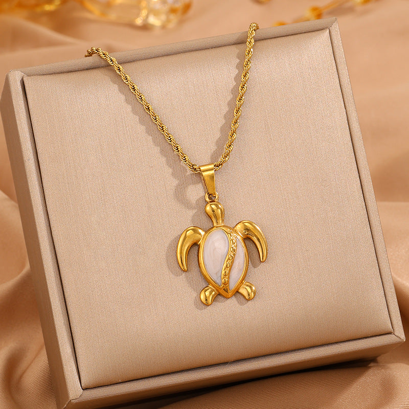 Womens Stainless Steel Turtle Pendant Necklace