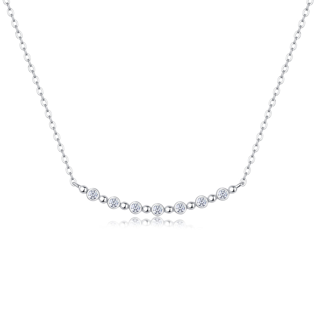 White Moon Stars - A Fashionable And Light Luxury Jewelry Pendant Necklace Set With Top-quality Moissanite, S925 Silver Plated Platinum