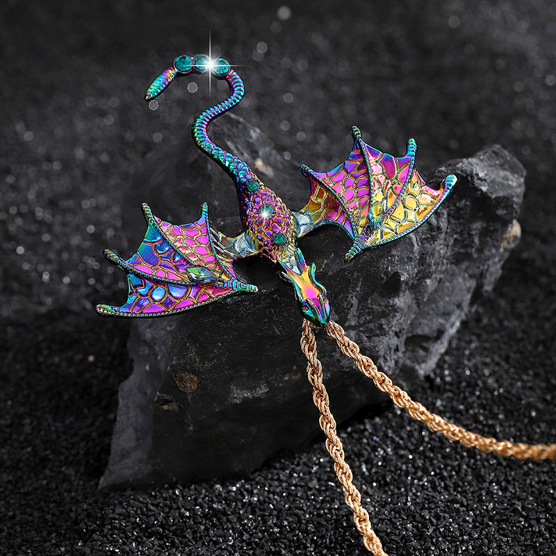 Alloy Creative Flying Dragon Monster Pendant Necklace