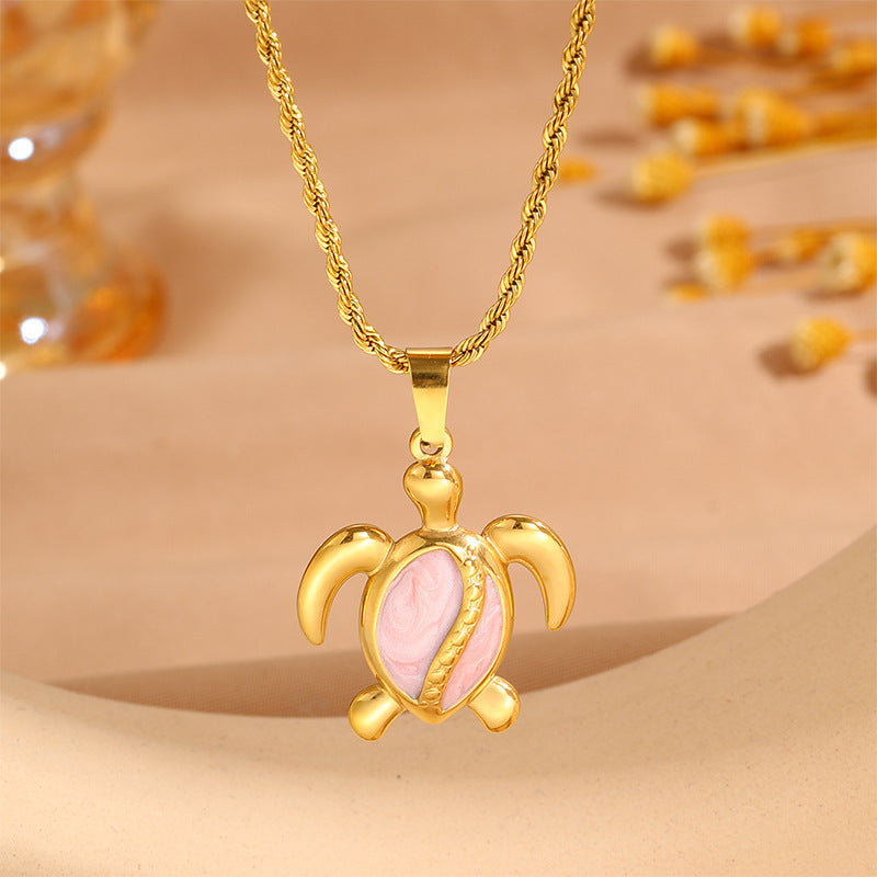 Womens Stainless Steel Turtle Pendant Necklace