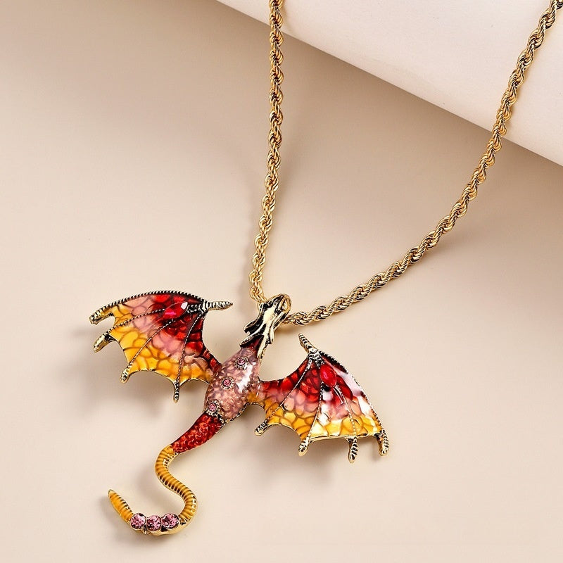 Alloy Creative Flying Dragon Monster Pendant Necklace