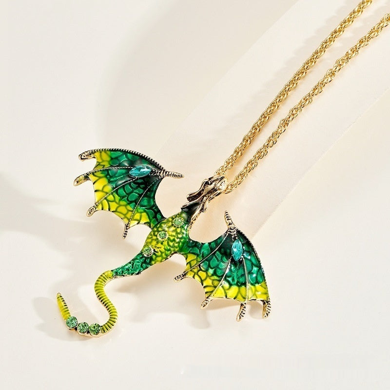 Alloy Creative Flying Dragon Monster Pendant Necklace