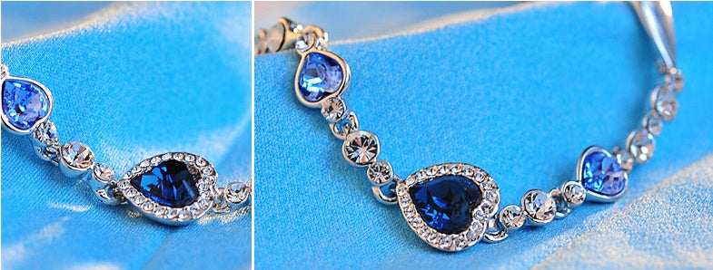 Heart Shaped Zircon Crystal Diamond Bracelet Ocean Heart Bracelet