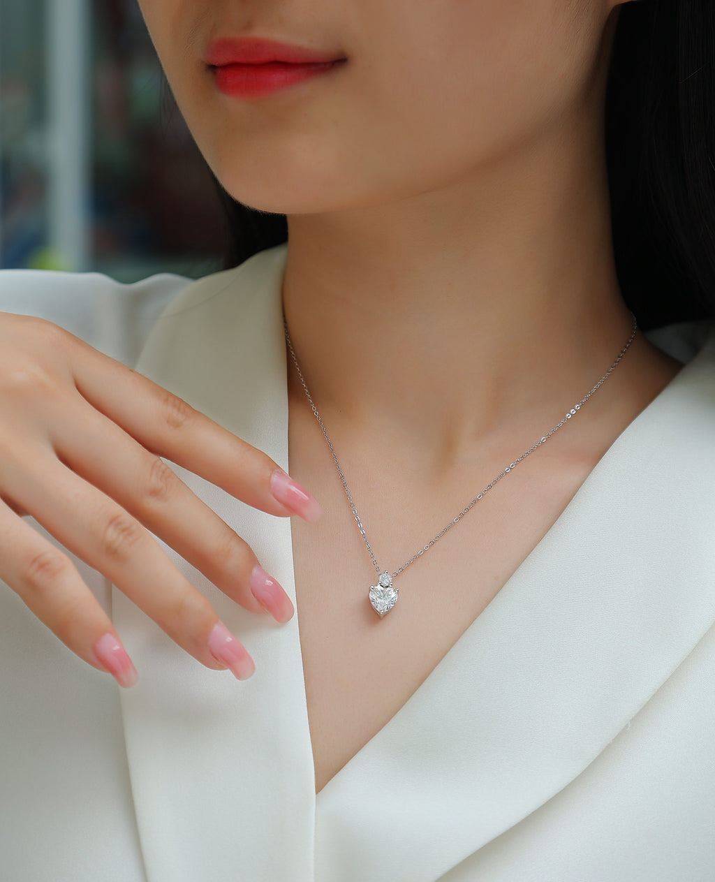 Ripple Phantom - A Fashionable And Light Luxury Jewelry Pendant Necklace Set With Top-quality Moissanite, S925 Silver Plated Platinum