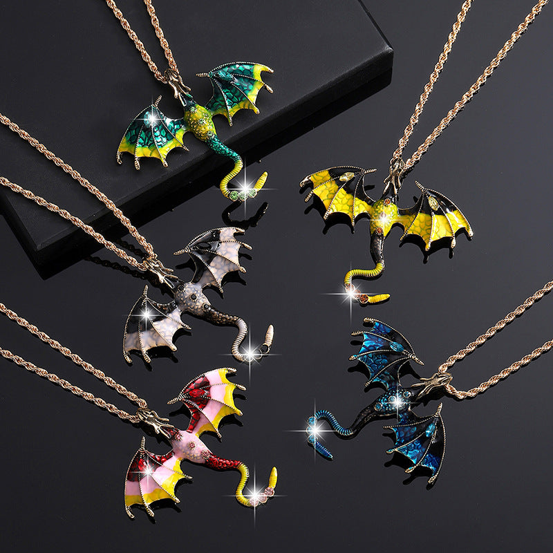 Alloy Creative Flying Dragon Monster Pendant Necklace