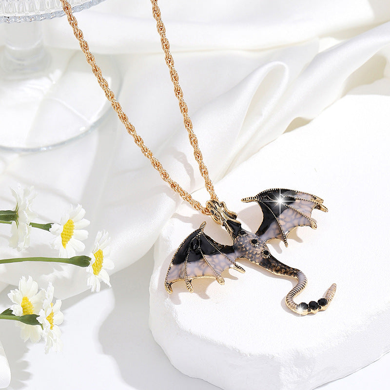 Alloy Creative Flying Dragon Monster Pendant Necklace
