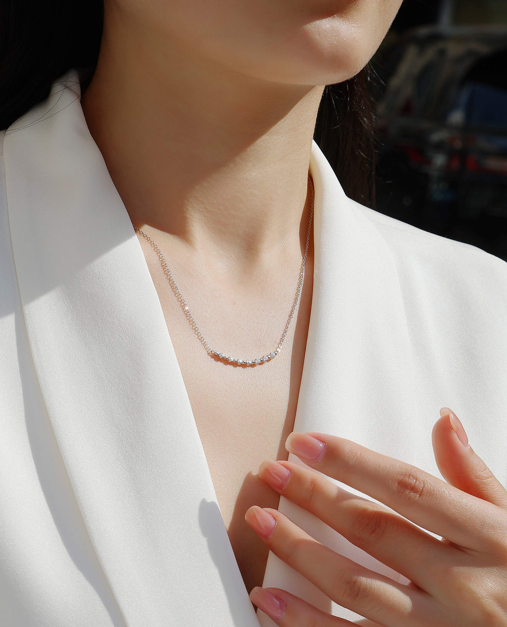 White Moon Stars - A Fashionable And Light Luxury Jewelry Pendant Necklace Set With Top-quality Moissanite, S925 Silver Plated Platinum