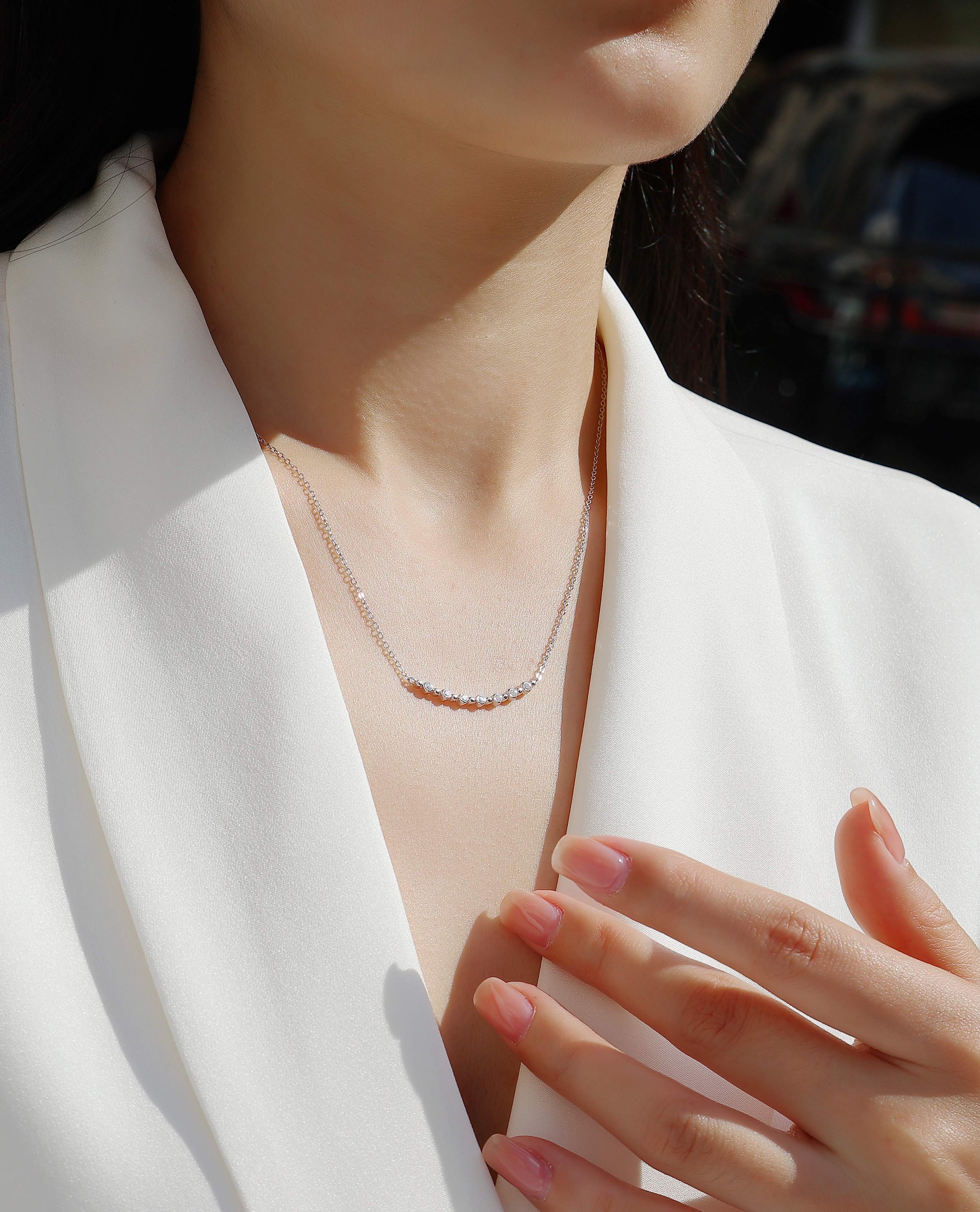 White Moon Stars - A Fashionable And Light Luxury Jewelry Pendant Necklace Set With Top-quality Moissanite, S925 Silver Plated Platinum